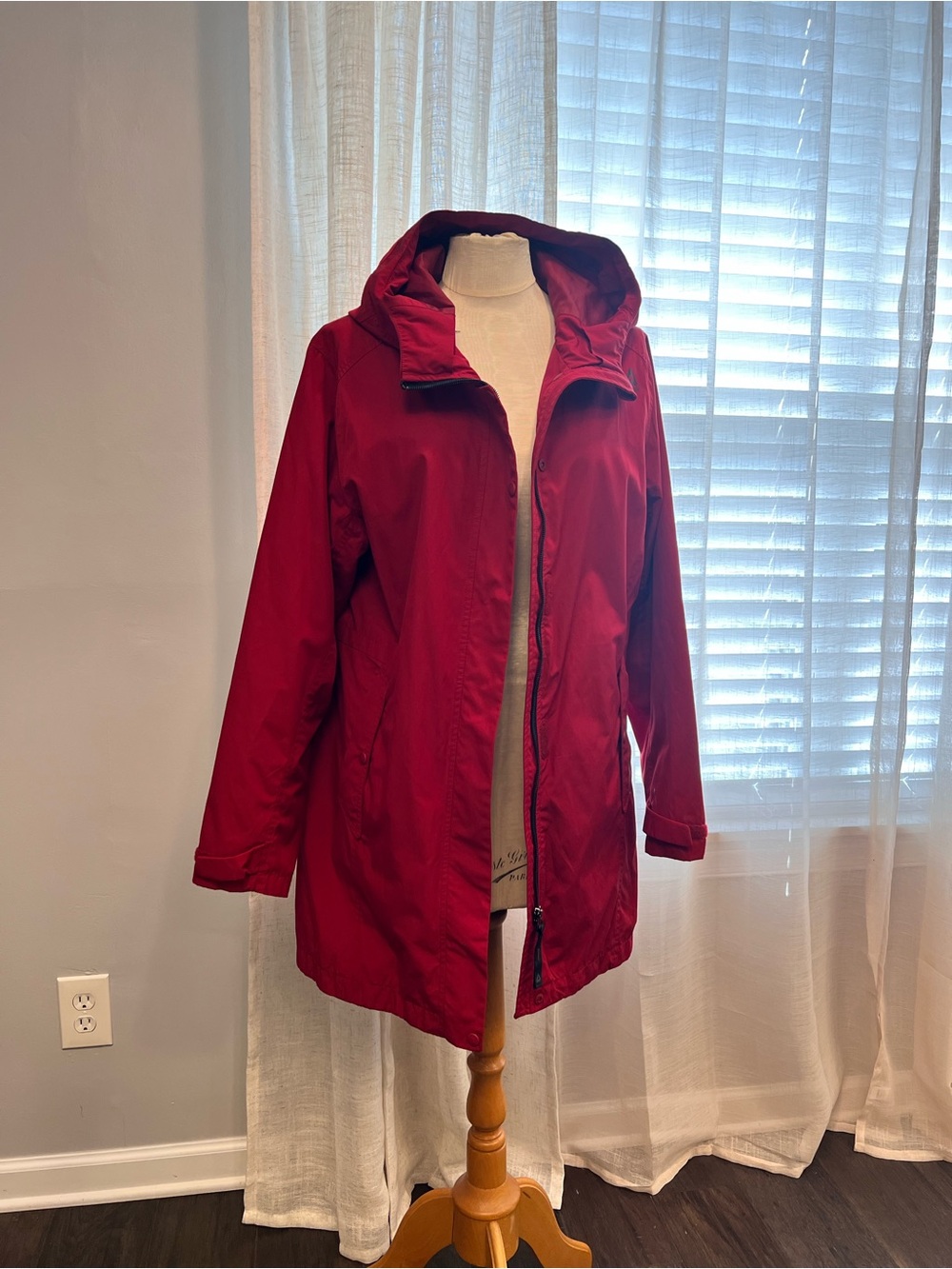 Reebok Red Hooded Trench Coat